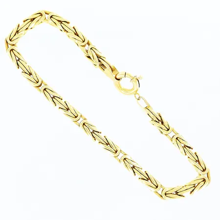 Armband, Kejsarlänk, 21cm, bredd 4mm, ihålig, bucklor, slitage på lås, 21K.  Vikt: 12,9 g