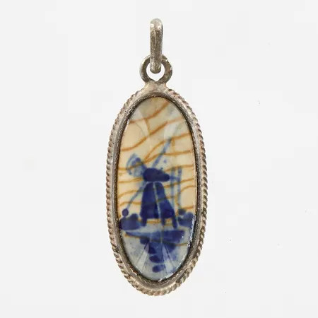 Hänge, ca 30mm, med porslinsplatta signerad Delft, 830/1000 Silver Vikt: 1,8 g