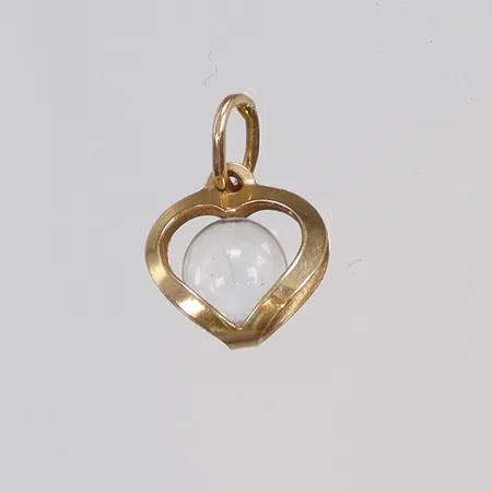 Hänge med vit sten, 12x9mm inklusive hängöglan, 18K  Vikt: 0,5 g