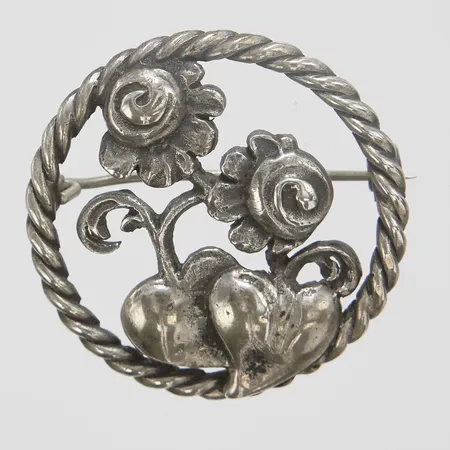 Brosch, Ø 32mm, 800/1000 silver Vikt: 9,4 g