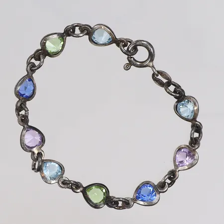 Armband med färgade stenar, 14cm, bredd 6mm, GHA, silver 925/1000 Vikt: 4 g