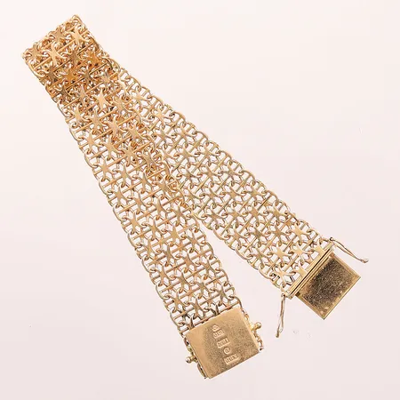 Armband, x-länk med stav, 19cm, bredd: 17mm, 18K Vikt: 29,1 g