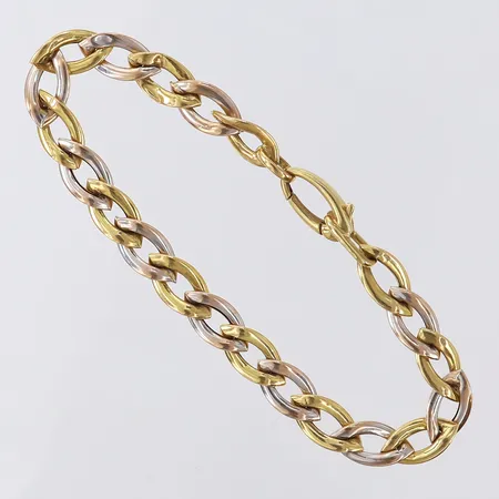 Armband tvåfärgad, 19cm, bredd 7mm, bucklig. 18K  Vikt: 7,1 g