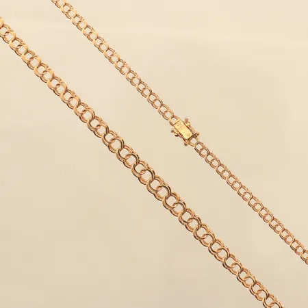 Collier doserad Bismarck, ca 46cm, bredd ca 3,8-6mm, Bergmans Guldvaror Arboga, 18K Vikt: 11,3 g