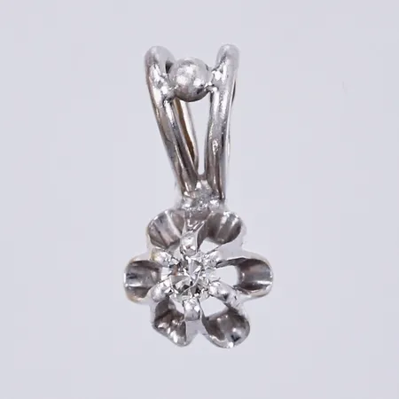 Hänge med diamant ca 1x 0,02ct, längd: ca 10mm, bredd: ca 2-5mm, vitguld, 18K  Vikt: 0,3 g