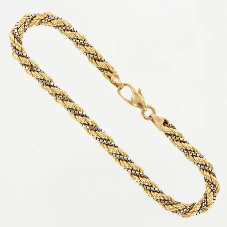 Armband cordell med inflätad veneziakedja i vitguld, ca 21cm, bredd ca 5mm, 18K Vikt: 14,8 g