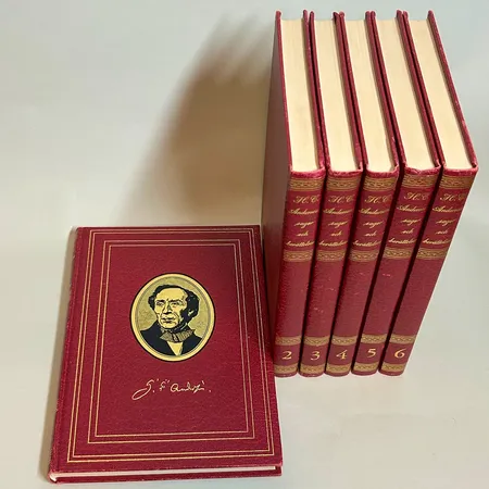 6 Böcker, H.C Andersens samlade sagor band 1-6, förlagshuset Nordens grafiska AB år 1977, teckningar av Evalisa Agathon