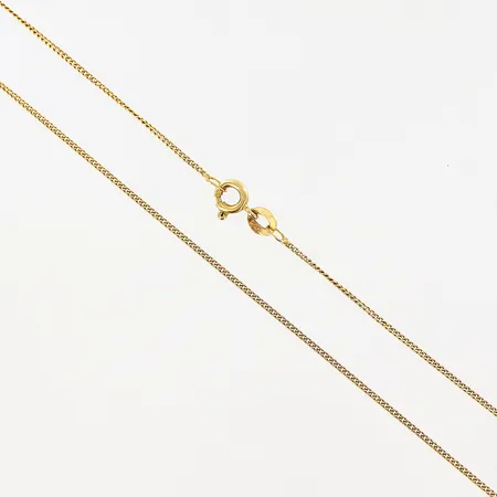 Kedja, Pansar, 38,5cm, bredd 1mm, skev ögla, 18K.  Vikt: 1,9 g
