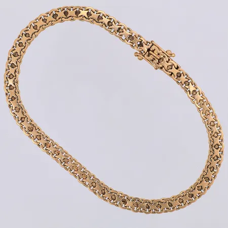 Armband, X-länk, 19cm, bredd 5mm, Guldvarubolaget år 1958, sliten, 18K Vikt: 8,8 g