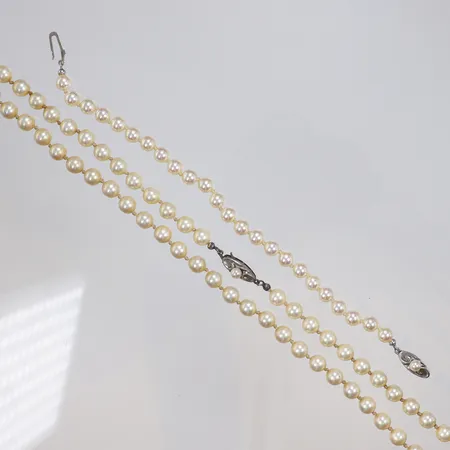 Smyckesset med imitationspärlor, Collier 83cm samt Armband 19cm, lås i silver 925/1000 Vikt: 0 g