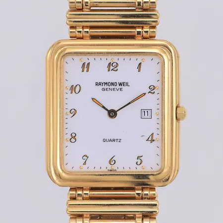 Herrur Raymond Weil, quartz, 27 x 30mm, referensnr: 9983, guldpläterad, viklås, 18,8cm, står still, fint skick Vikt: 0 g