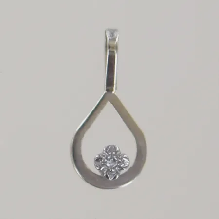 Hänge med diamant, 0,01ct, L 16 mm B 7 mm, vitguld 18k Vikt: 0,4 g