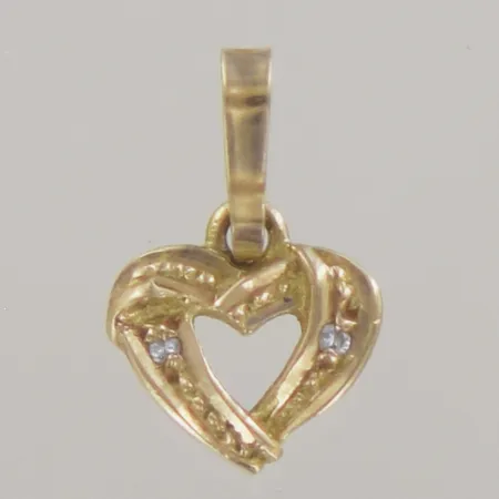 Hänge hjärta med 2 små diamanter,  L 1,3 cm B 9 mm, 18k Vikt: 0,8 g