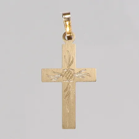 Hänge, kors med mönster, 25x12mm inklusive hängöglan, GHA, 18K Vikt: 0,5 g