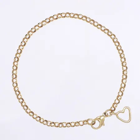 Armband ärtlänk med berlock, längd 19cm, bredd 3mm, 18K  Vikt: 5,7 g