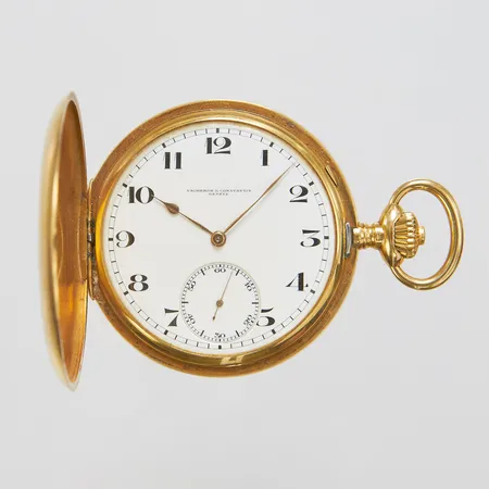 Savonette Vacheron & Constantin Genève, manuell, liten sekundvisare, Ø50mm, innerboett 18K, boettnr: 233256, verknummer: 378759, gravyr, defekt går ej, etui, 18K, bruttovikt: 122,3g.