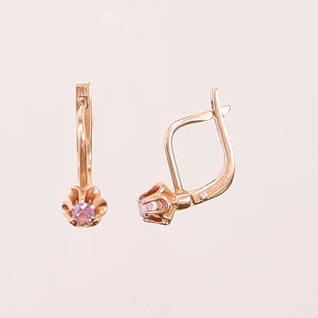 Örhängen, lila stenar, 15mm, 14K, 3,2g Vikt: 3,2 g