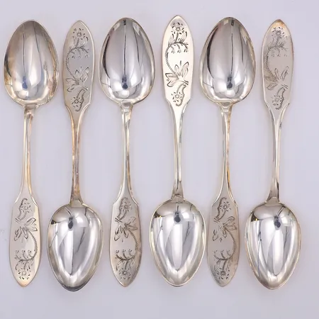 6 Bordsskedar, modell Tornedal, 17,5cm, Mema år 1971-72, 830/1000 silver Vikt: 230,7 g