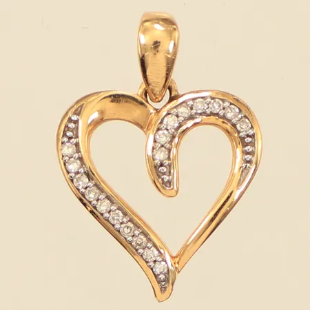 Hänge hjärta med diamanter 18x ca 0,005ct 8/8-slipade, längd 16mm inklusive ögla, bredd 11,5mm, GHA, 18K  Vikt: 0,9 g