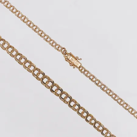 Collier, doserad Bismarck, 42,5cm, bredd 3,5-5,6mm, N S E Guldvaru Aktiebolag år 1991, 18K Vikt: 12,8 g
