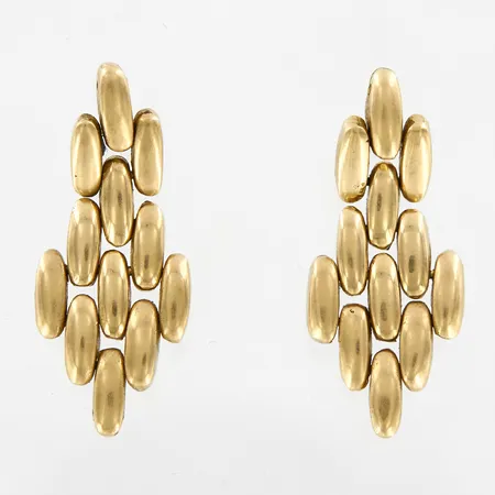 Ett par örhängen, ca 33mm, stoppar saknas, 14K Vikt: 6,8 g