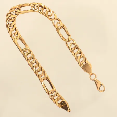 Armband Figaro, längd 20cm, bredd 7,5mm, ihåligt, defekt, buckligt, 18K  Vikt: 8,7 g