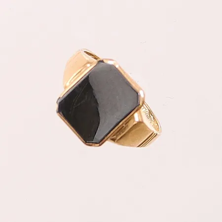 Klackring, hematit, Ø19¾, bredd: 2,8-14,5mm, repig sten, 18K, 5,4g.
