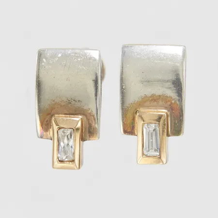 Ett par örhängen, stenar, längd ca 15mm, bredd 8mm, förgylld, 925/1000 silver Vikt: 4,8 g