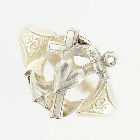 Ring, Tro Hopp Kärlek, stl 19, bredd 3-15mm, storleksändrad, silver 830/1000.  Vikt: 4,3 g