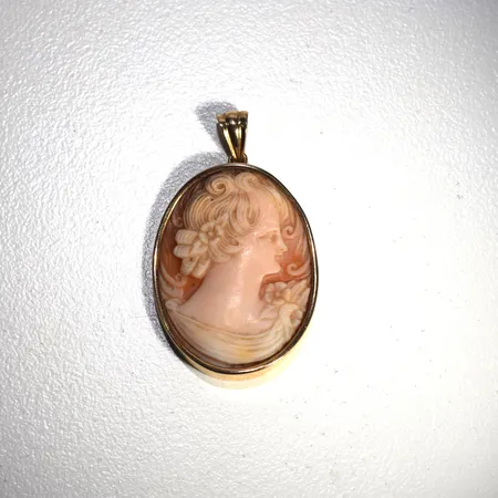 Hänge Camé, längd 4 cm, bredd 2,5 cm, 18K 5,6g Vikt: 5,6 g