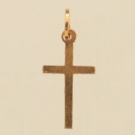 Hänge kors, längd 23,5mm inklusive ögla, bredd 10mm, 18K Vikt: 0,5 g