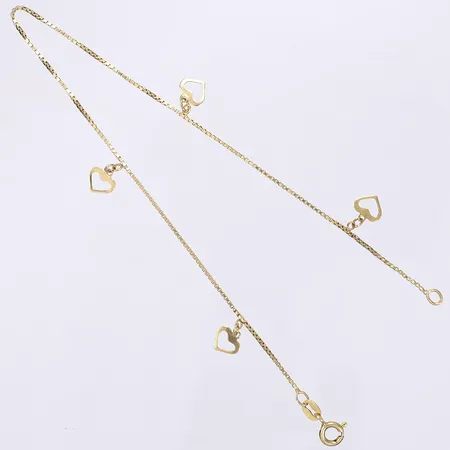 Fotlänk Venezia med hjärtberlocker, längd 25cm, bredd 1mm, 18K  Vikt: 2,8 g