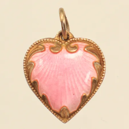Hänge hjärta med rosa emalj, ca 20mm, bredd ca 16mm, 830/1000 silver Vikt: 2,9 g