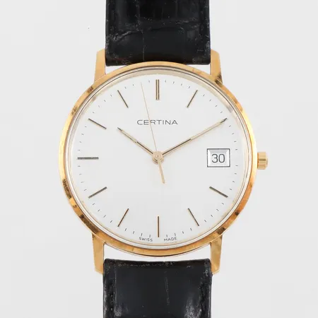 Herrur Certina, fungerar ej, troligen batteribyte, diameter ca 33.4 mm, 18k. Vikt: 0 g