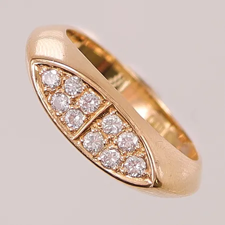 Ring, diamanter 10x ca 0,03ct, Ø17¾, bredd:7mm, 18K 8,3g.