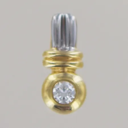 Hänge med solitär sten, 14x6 mm, vitguld/rödguld 18k Vikt: 1,3 g