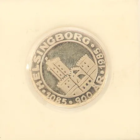 Minnes mynt, Carl XIV Helsingborg 900år 1985, Ø27mm, silver 925/1000 Vikt: 10 g