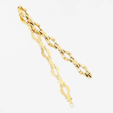 Armband, 19,5cm, bredd 9mm, ihåligt, lås behöver justeras, 18K.  Vikt: 10,5 g