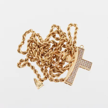Trasigt guld, 18k. Vikt: 21,3 g
