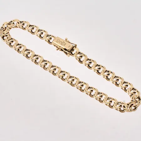 Armband i 18K guld, 19cm, Bismarck, bredd 5,8mm, tillverkad av Stockholms Stads Arbetsvårdsbyrå, år 1972, vikt 12,48g.