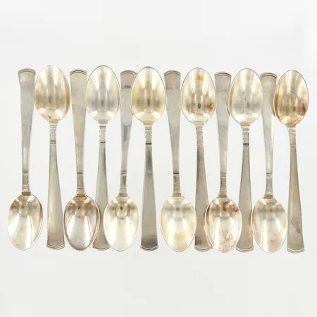 12 kaffeskedar, Rosenholm, ca 12mm, 830/1000 Silver Vikt: 188 g