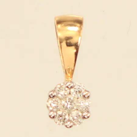 Hänge med diamanter 7x ca 0,01ct, längd 10,5mm inklusive ögla, bredd 4mm, GHA, 18K  Vikt: 0,5 g
