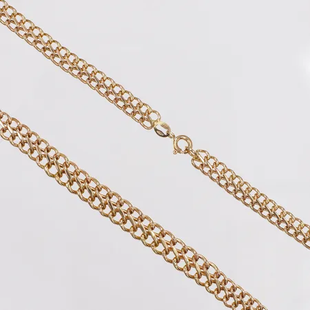 Collier, doserat, Guldfynd, 44,5cm, bredd 6-7,5mm, ojämnt, 18K  Vikt: 7,7 g
