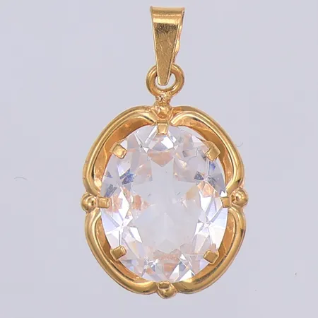Hänge, vit sten, 18mm, 18K Vikt: 1 g