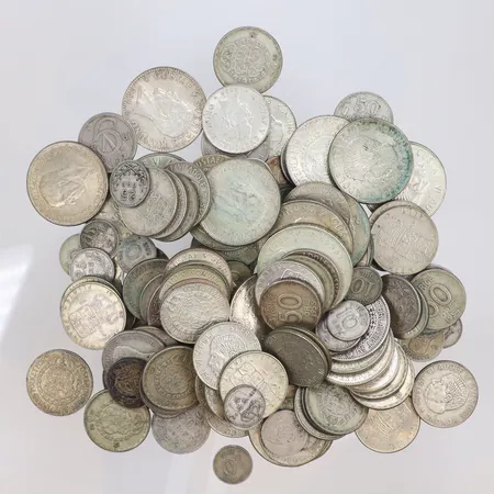 Diverse mynt, blandande valörer, Silver 400-800/1000 889,6g 