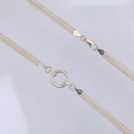 Collier, Rävsvans/ring, 43,5cm, bredd 5-15mm, Guldfynd, 925/1000 silver Vikt: 19,4 g