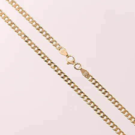 Kedja, pansar, 48,5cm, bredd: 3,5mm, ihåliga länkar, Guldfynd, 18K, 8,4g.