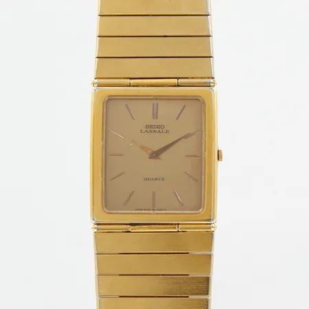 Armbandsur, Seiko Lassale, 26x23mm, quartz, stål, refnr 6730-5489, serienummer 290148, boublé, länk 18cm, batteribyte, något sliten doublé