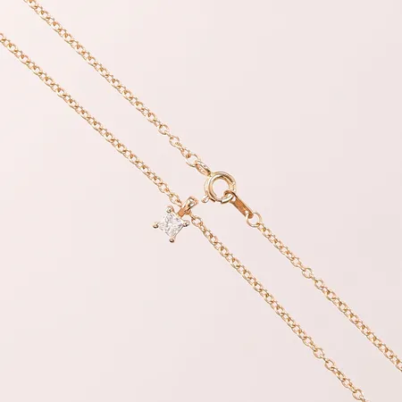 Kedja ankarlänk, 40cm, bredd: 1,6mm, med hänge med prinsesslipad diamant ca 0,16ct, Vanbruun,etui, kartong, påse, roséguld, 18K Vikt: 3 g