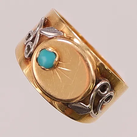 Ring, Ø16½, bredd:5-11mm, turkos, 18K 3,4g.